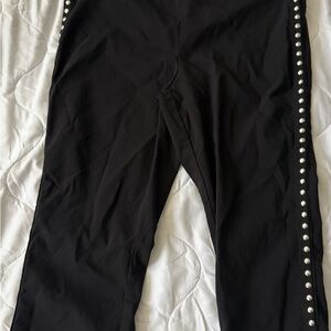 INC International Concepts Black Leggings with Pearl Accents